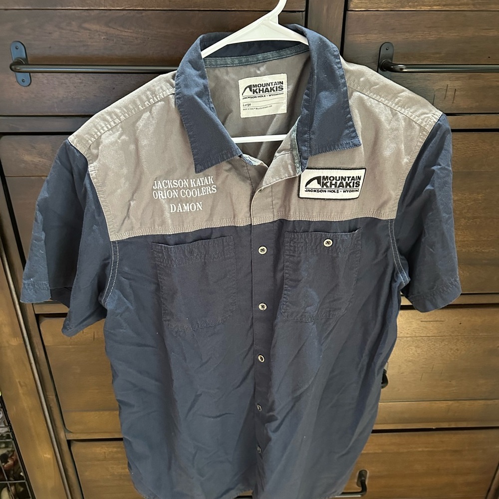 Mountain Khakis Men's Navy and Gray Button Down Shirt